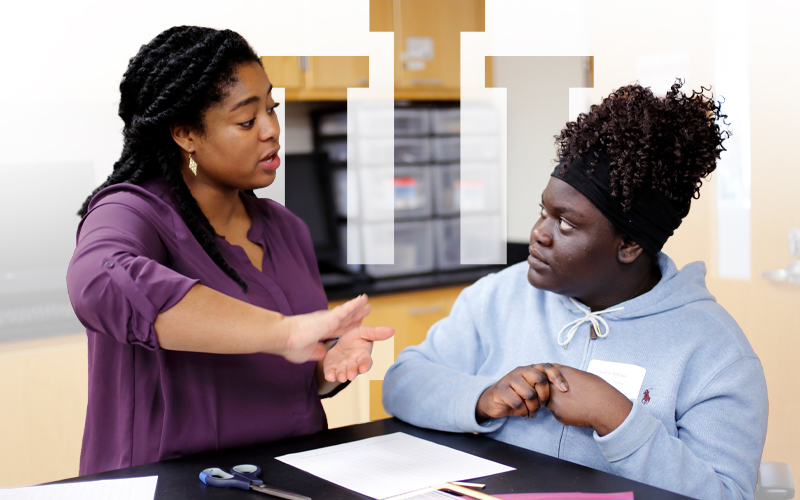 A teacher explaining a concept to a student