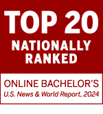 U.S. News and World Report badge for best online bachelor's degrees.